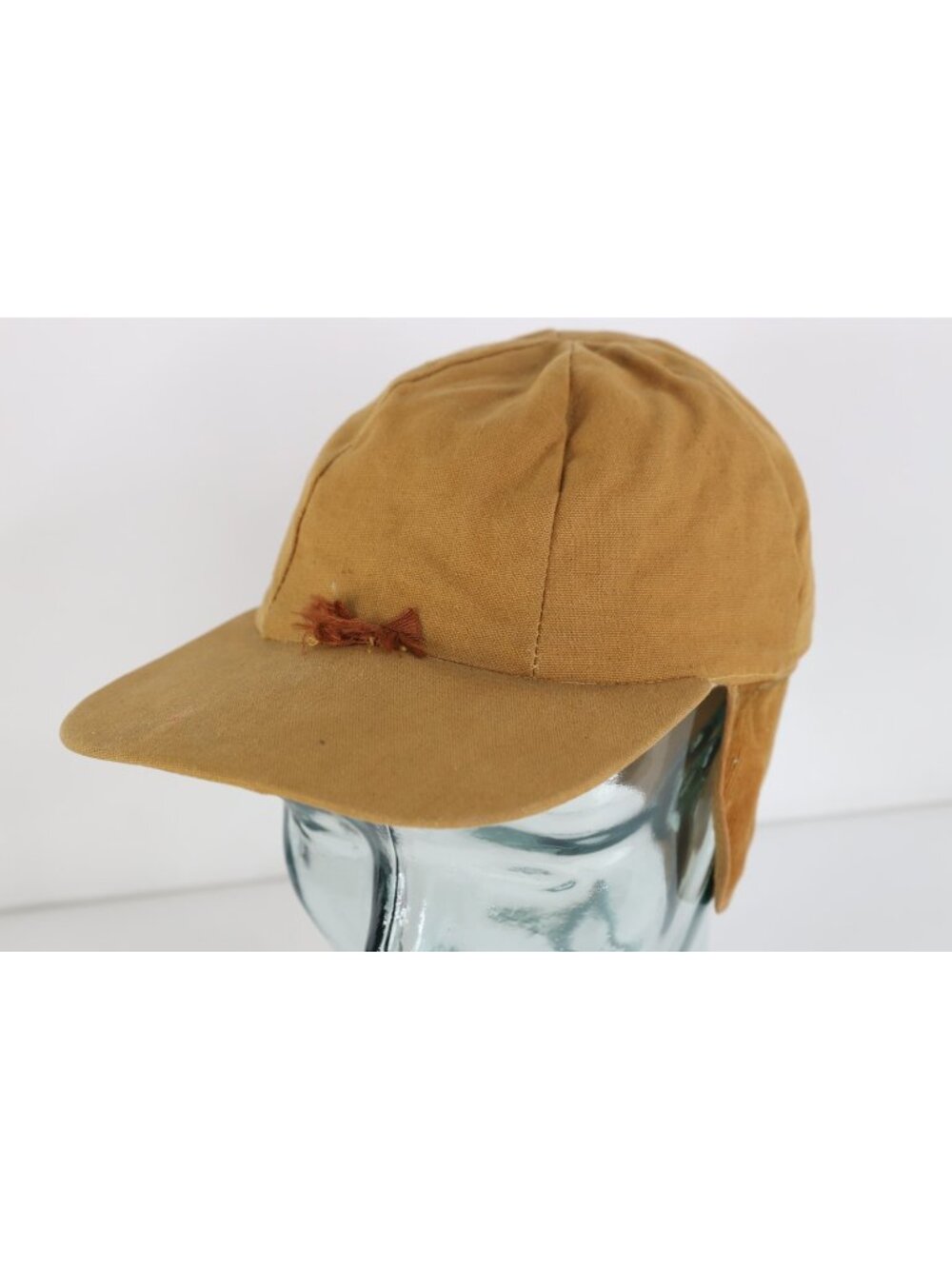 Vtg 30s 40s Distressed Chamois Cloth Lined Canvas Hunting Hat Cap USA Fitted  7